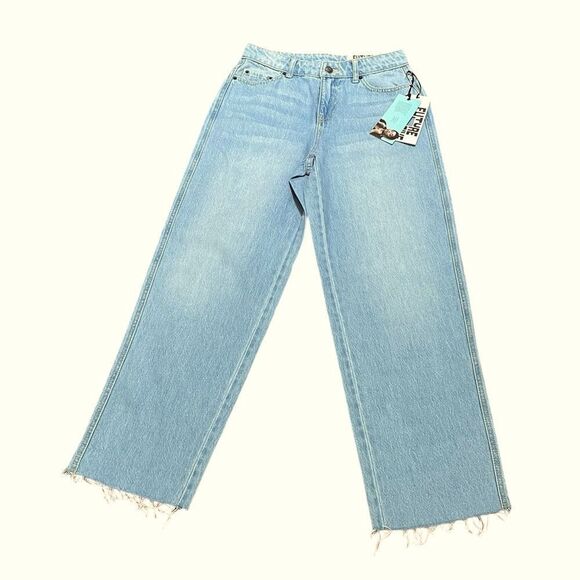 Future Collective Women’s Straight Leg Raw Hem Denim Jeans, Size 0, NWT - Picture 1 of 12